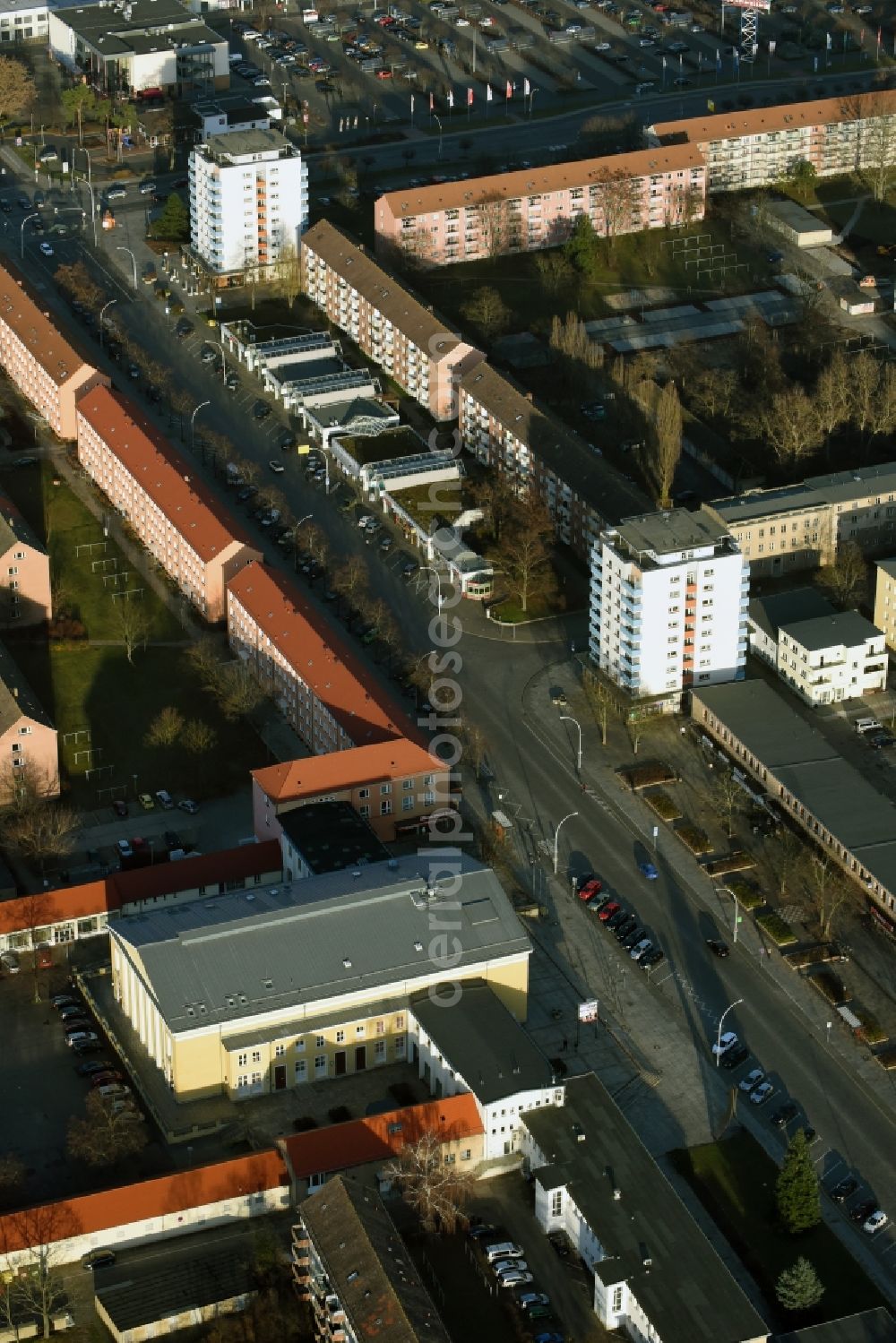 Aerial image Eisenhüttenstadt - Building of the concert hall and theater playhouse in Eisenhuettenstadt in the state Brandenburg