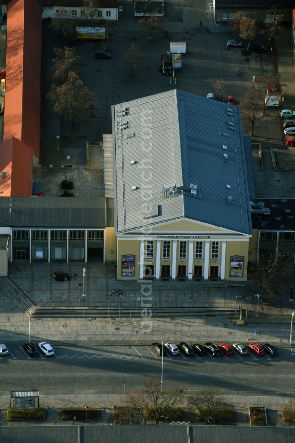 Aerial image Eisenhüttenstadt - Building of the concert hall and theater playhouse in Eisenhuettenstadt in the state Brandenburg