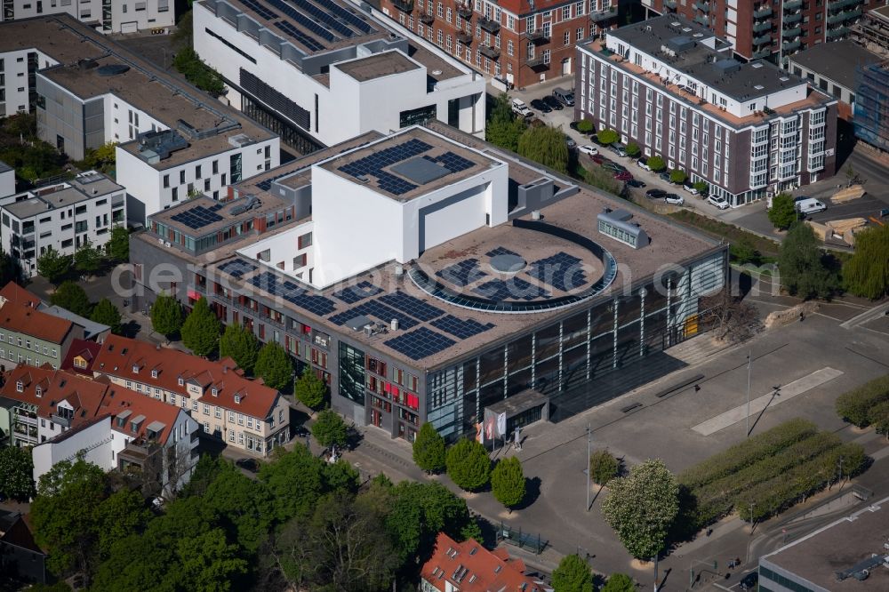 Erfurt from the bird's eye view: Building of the concert hall and theater playhouse in Erfurt in the state Thuringia, Germany