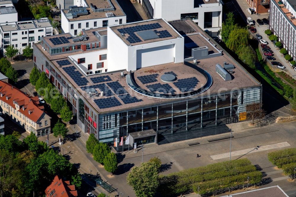 Erfurt from above - Building of the concert hall and theater playhouse in Erfurt in the state Thuringia, Germany