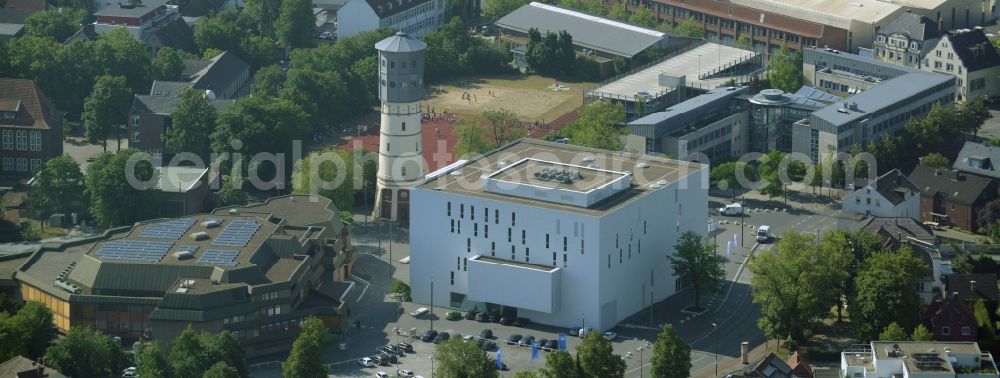 Aerial image Gütersloh - Building of the concert hall and theater playhouse in Guetersloh in the state North Rhine-Westphalia