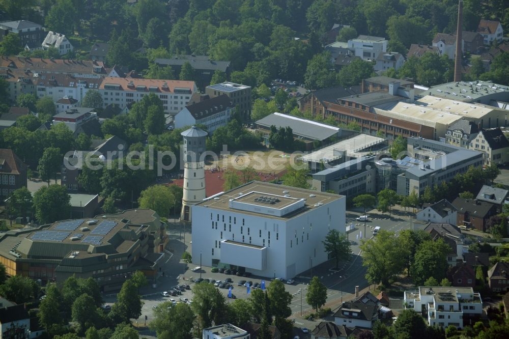 Aerial photograph Gütersloh - Building of the concert hall and theater playhouse in Guetersloh in the state North Rhine-Westphalia