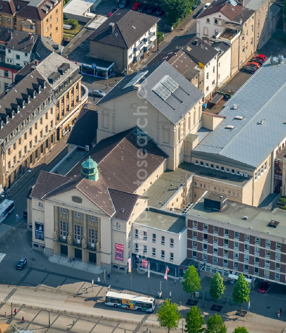 Aerial image Hagen - Building of the concert hall and theater playhouse in Hagen in the state North Rhine-Westphalia, Germany