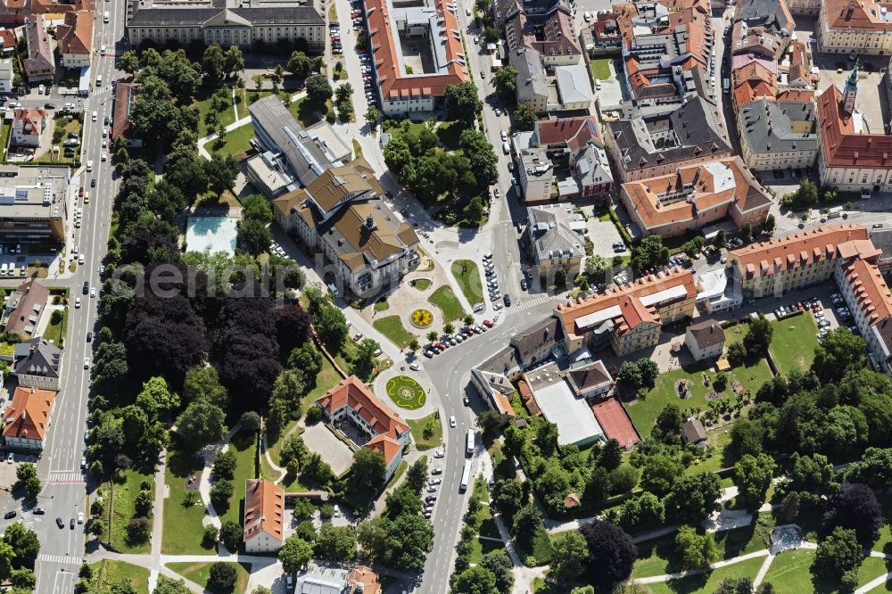 Aerial image Klagenfurt - Building of the concert hall and theater playhouse in Klagenfurt in Kaernten, Austria