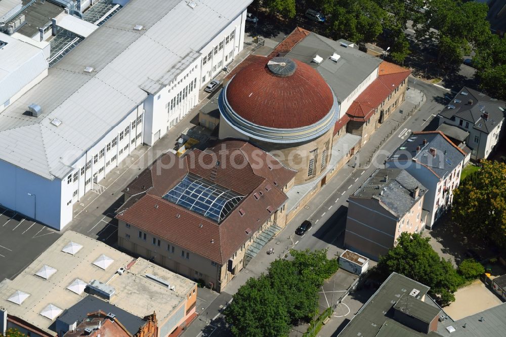 Offenbach am Main from above - Building of the concert hall and theater playhouse in Offenbach am Main in the state Hesse, Germany