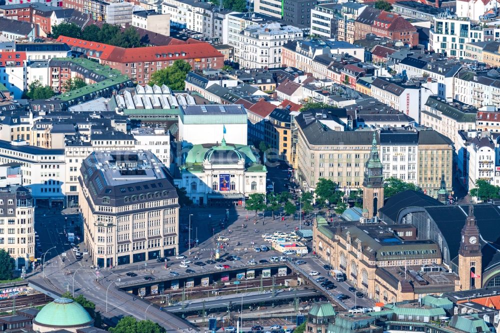 Aerial photograph Hamburg - Building of the concert hall and theater playhouse in the district Sankt Georg in Hamburg, Germany