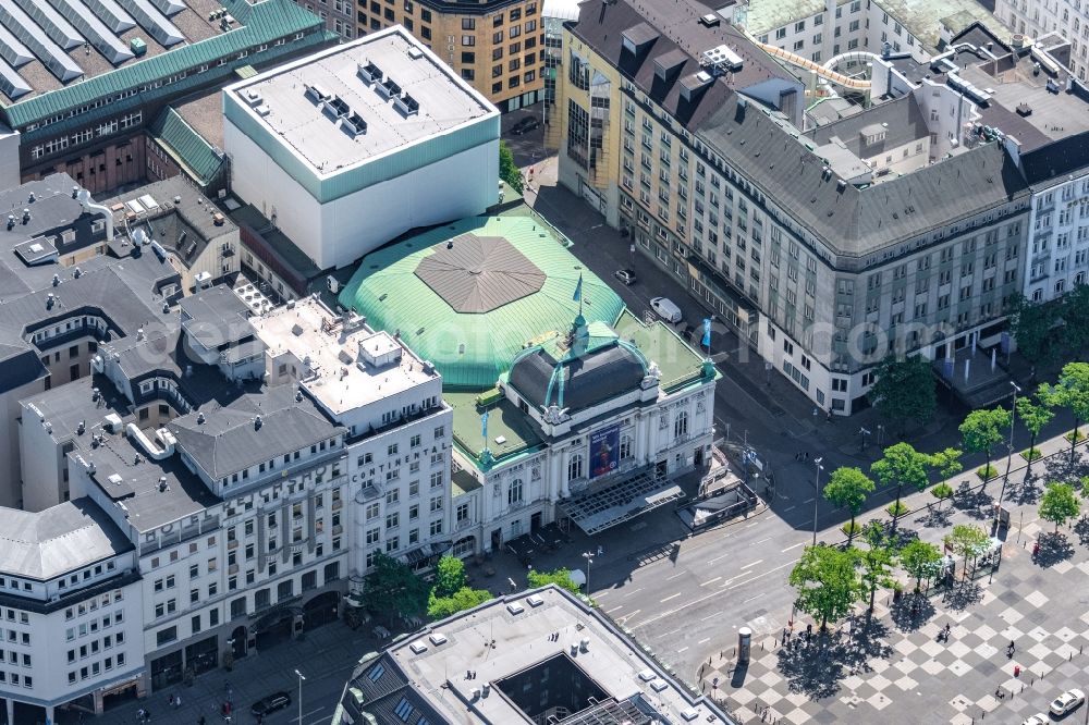 Aerial photograph Hamburg - Building of the concert hall and theater playhouse in the district Sankt Georg in Hamburg, Germany