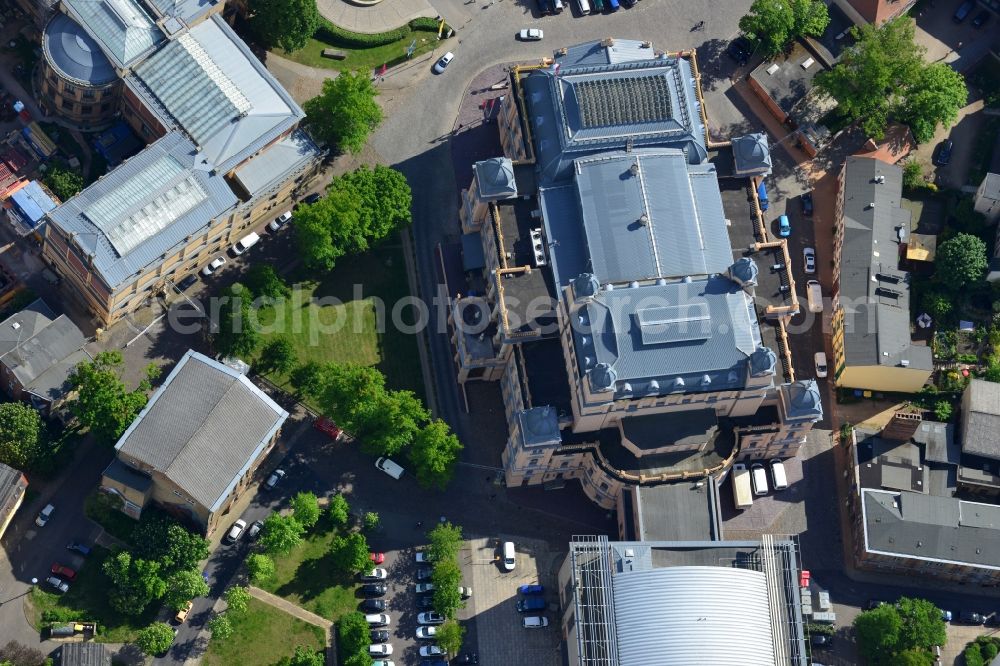 Schwerin from the bird's eye view: Building of the concert hall and theater playhouse in Schwerin in the state Mecklenburg - Western Pomerania