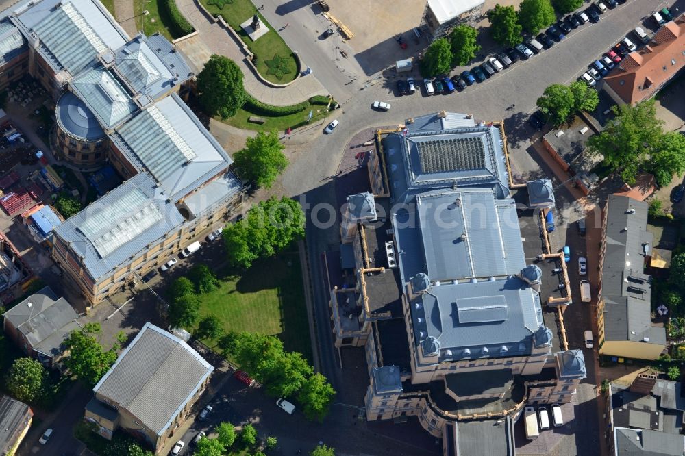 Aerial image Schwerin - Building of the concert hall and theater playhouse in Schwerin in the state Mecklenburg - Western Pomerania