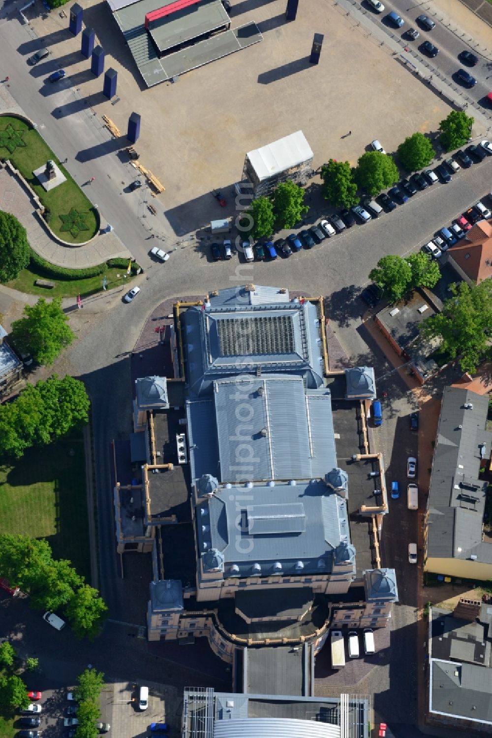 Aerial photograph Schwerin - Building of the concert hall and theater playhouse in Schwerin in the state Mecklenburg - Western Pomerania