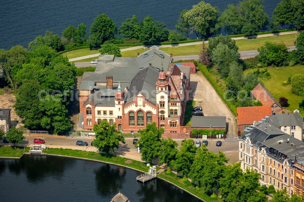 Schwerin from the bird's eye view: Building of the concert hall and theater playhouse in Schwerin in the state Mecklenburg - Western Pomerania