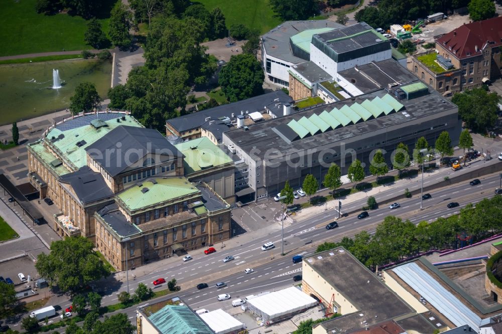 Aerial image Stuttgart - building of the concert hall and theater playhouse in the district Oberer Schlossgarten in Stuttgart in the state Baden-Wuerttemberg, Germany