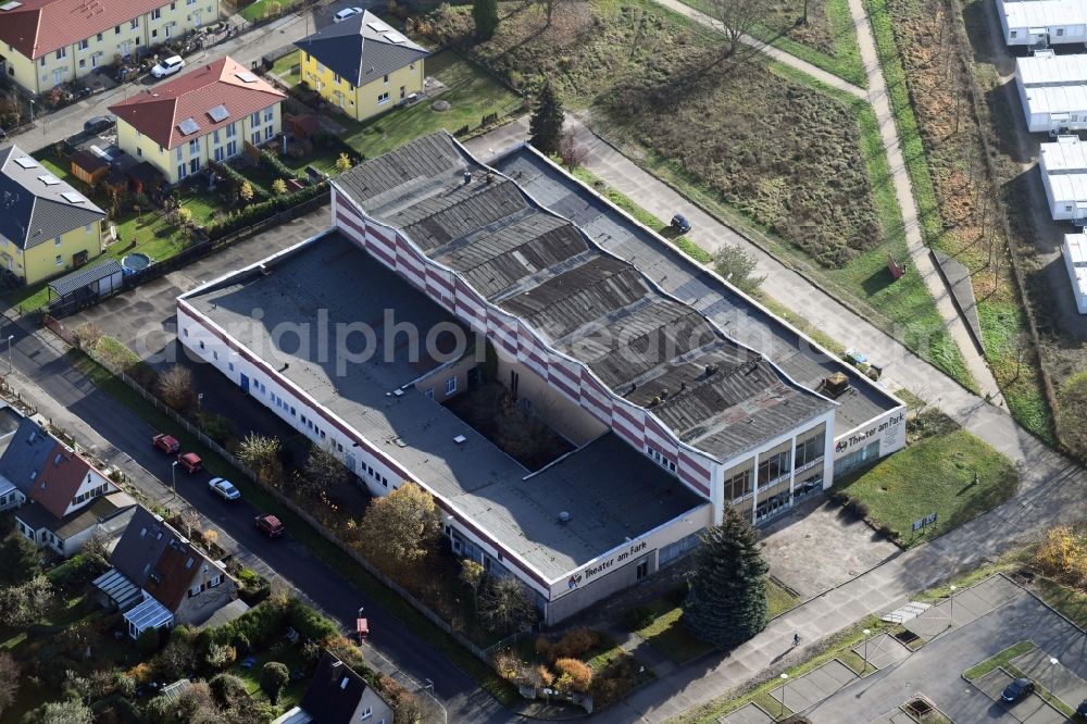 Berlin from the bird's eye view: Building of the concert hall and theater playhouse in the district Marzahn in Berlin, Germany