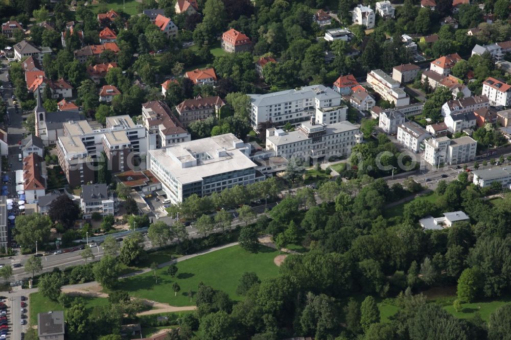 Aerial image Darmstadt - Building of the hospital Elisabethenstift the Agaplesion Elisabethenstift gGmbH in Darmstadt, a subsidiary of Agaplesion gAG in Darmstadt in Hesse