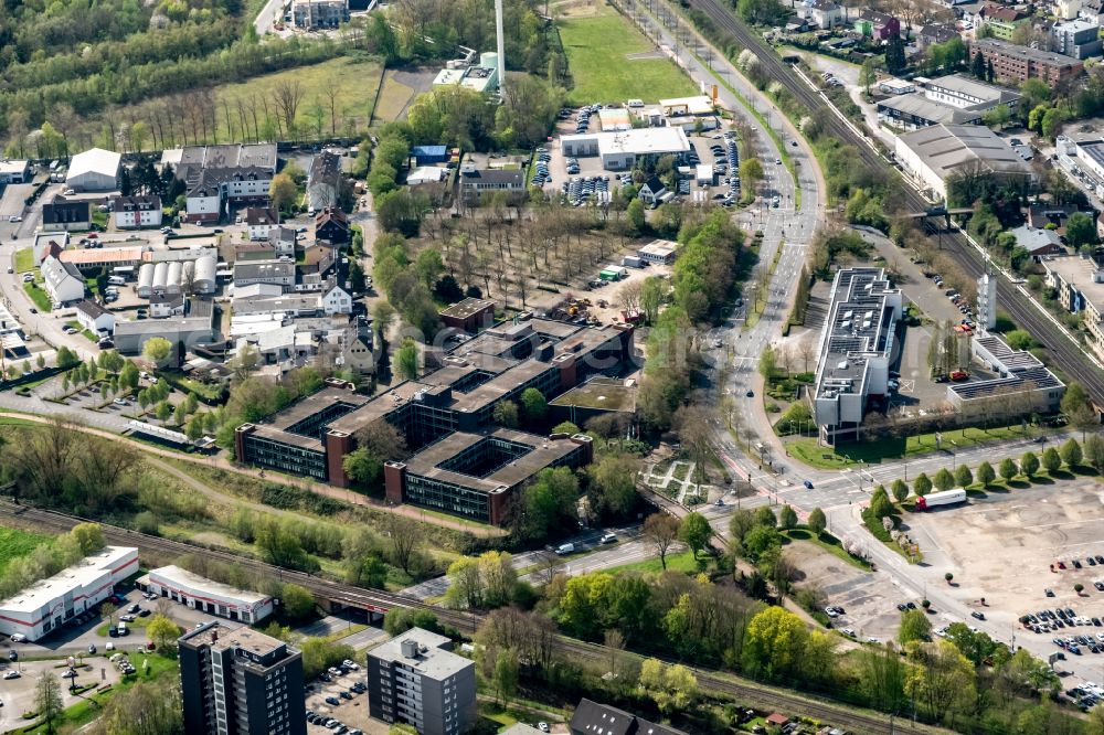 Aerial image Recklinghausen - Kreishaus Recklinghausen and Feuer- and Rettungswache in Recklinghausen at Ruhrgebiet in the state North Rhine-Westphalia, Germany