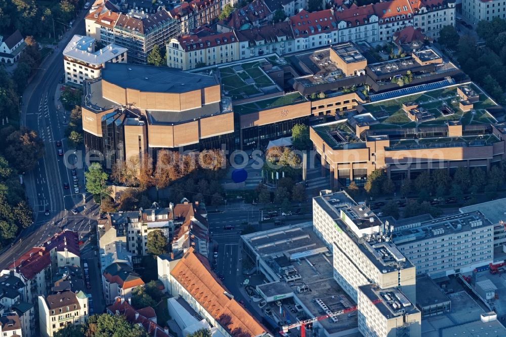 München from above - Cultural and artistic center in the Academy Building Gasteig in Munich in the state Bavaria