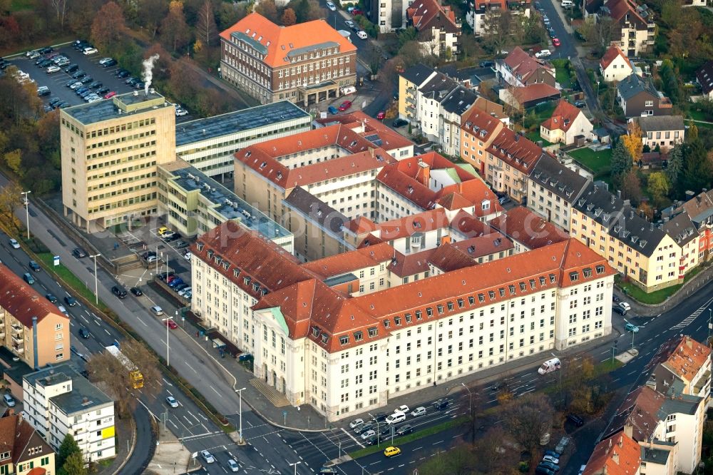 Aerial image Hagen - Building of the District Court at the Court Street in Hagen in North Rhine-Westphalia