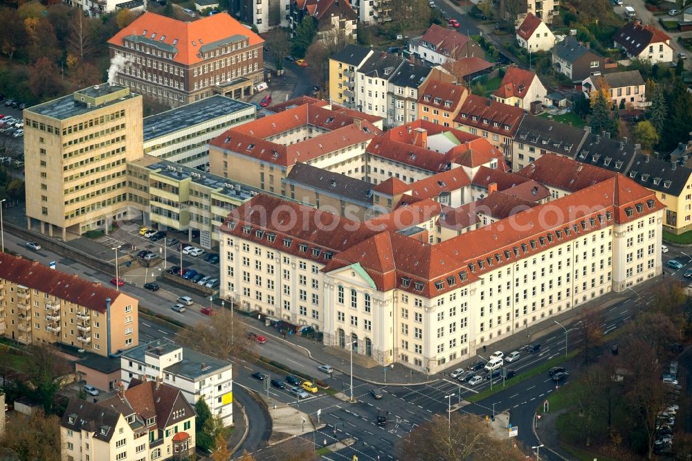 Aerial image Hagen - Building of the District Court at the Court Street in Hagen in North Rhine-Westphalia