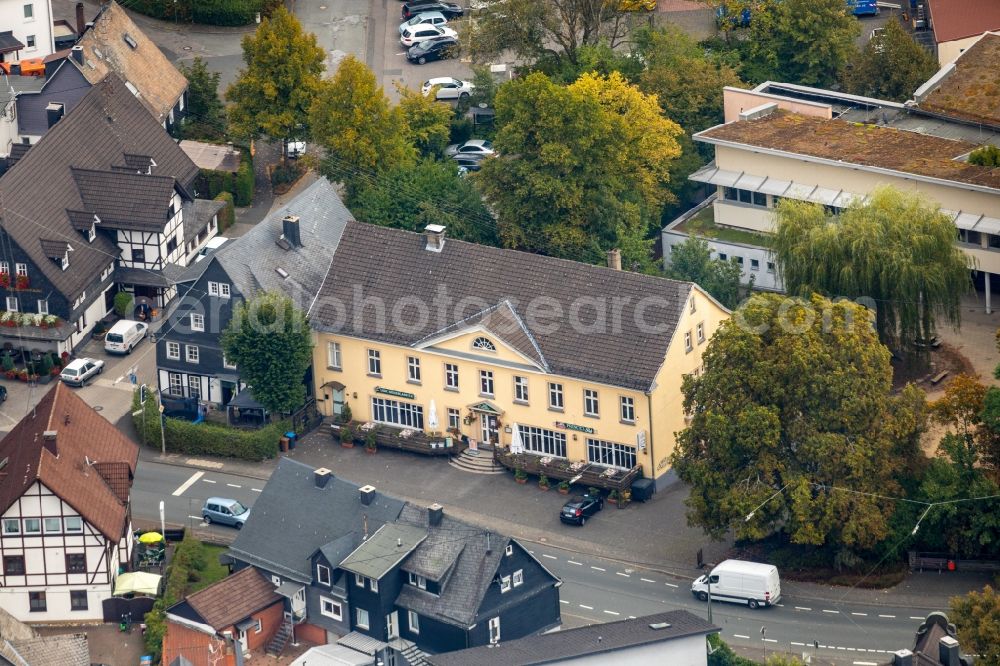 Aerial image Kreuztal - Building of the restaurant Dart Lounge Siegerland on Hagener Strasse in Kreuztal in the state North Rhine-Westphalia, Germany