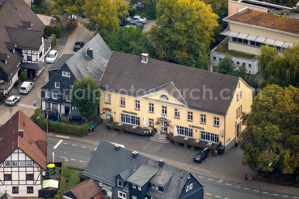 Kreuztal from above - Building of the restaurant Dart Lounge Siegerland on Hagener Strasse in Kreuztal in the state North Rhine-Westphalia, Germany