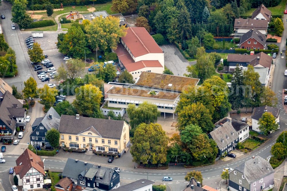 Aerial photograph Krombach - Building of the restaurant Dart Lounge Siegerland on Hagener Strasse in Kreuztal in the state North Rhine-Westphalia, Germany