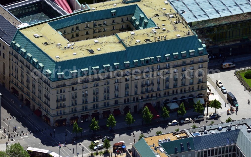 Aerial image Berlin - Building of luxury - Hotel Adlon Kempinski group at the Pariser Platz in Berlin Mitte