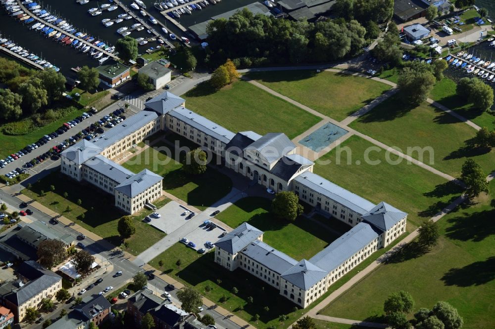 Aerial image Schwerin - Building of stables Marstall in Schwerin in Mecklenburg-Western Pomerania