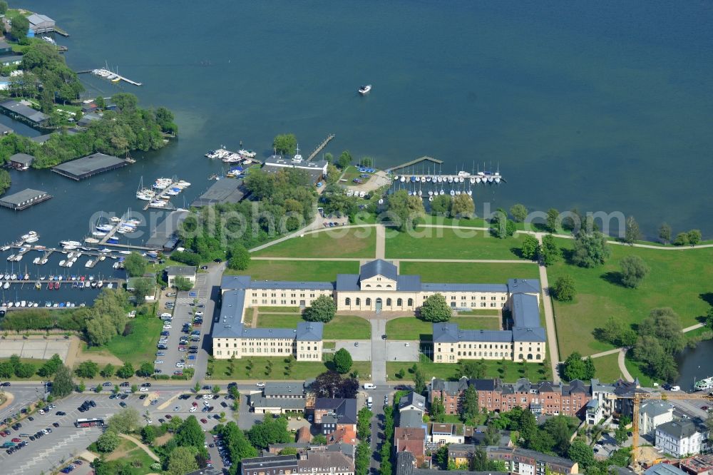 Aerial image Schwerin - Building of stables Marstall in Schwerin in Mecklenburg-Western Pomerania