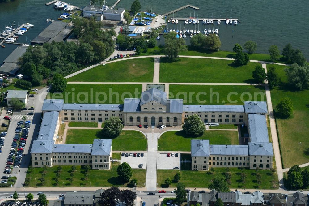 Schwerin from above - Building of stables Marstall in Schwerin in Mecklenburg-Western Pomerania