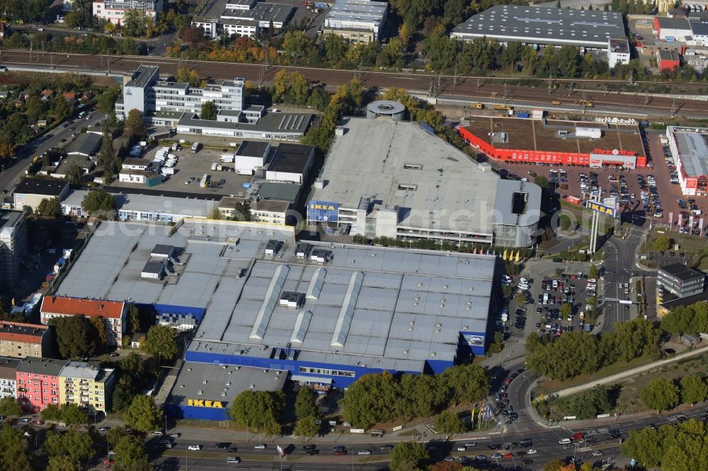 Aerial image Berlin - Building of the store - furniture market IKEA Einrichtungshaus Berlin-Spandau in Berlin in Germany