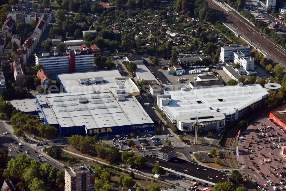 Aerial photograph Berlin - Building of the store - furniture market IKEA Einrichtungshaus Berlin-Spandau in Berlin in Germany