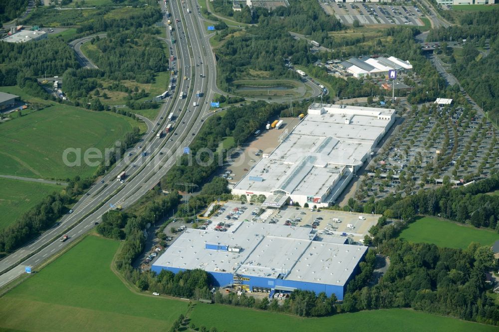 Chemnitz from above - Building of the store - furniture market IKEA Einrichtungshaus im Neefepark in Chemnitz in the state Saxony