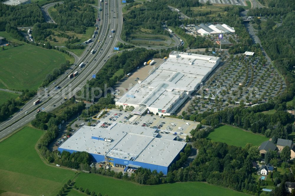 Chemnitz from the bird's eye view: Building of the store - furniture market IKEA Einrichtungshaus im Neefepark in Chemnitz in the state Saxony