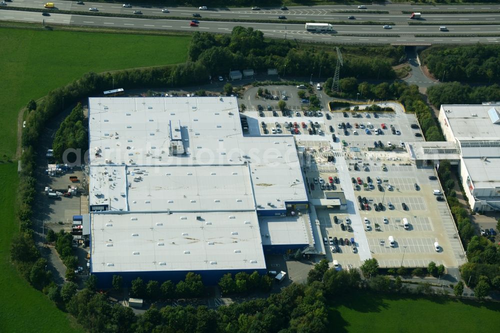 Chemnitz from above - Building of the store - furniture market IKEA Einrichtungshaus im Neefepark in Chemnitz in the state Saxony