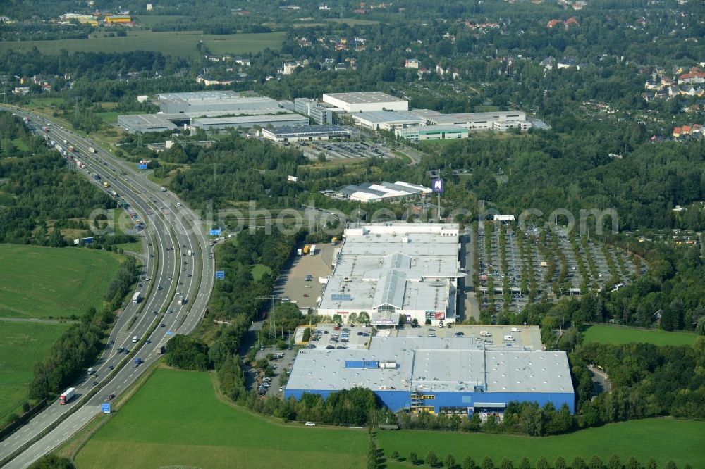 Aerial image Chemnitz - Building of the store - furniture market IKEA Einrichtungshaus im Neefepark in Chemnitz in the state Saxony