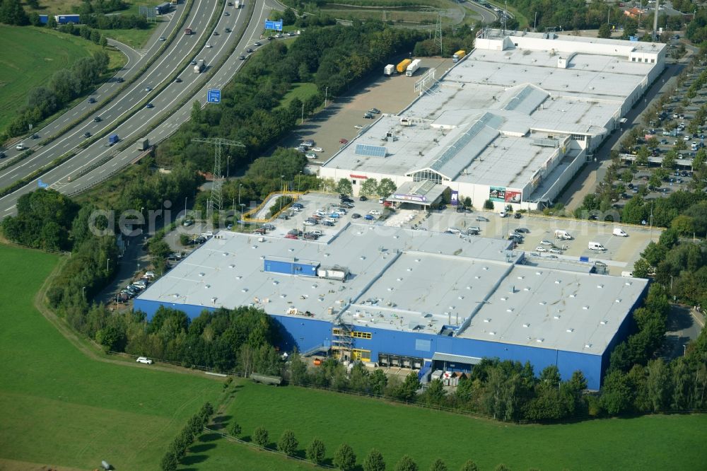 Aerial photograph Chemnitz - Building of the store - furniture market IKEA Einrichtungshaus im Neefepark in Chemnitz in the state Saxony