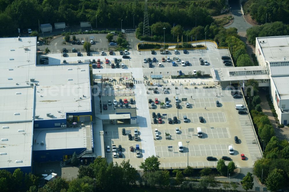 Aerial image Chemnitz - Building of the store - furniture market IKEA Einrichtungshaus im Neefepark in Chemnitz in the state Saxony