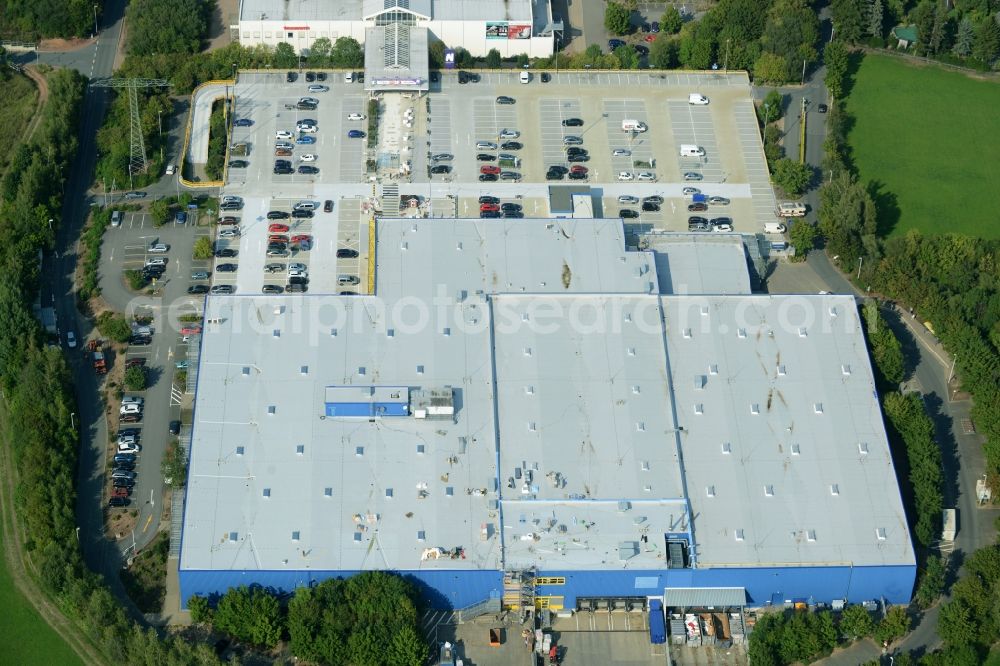 Chemnitz from above - Building of the store - furniture market IKEA Einrichtungshaus im Neefepark in Chemnitz in the state Saxony