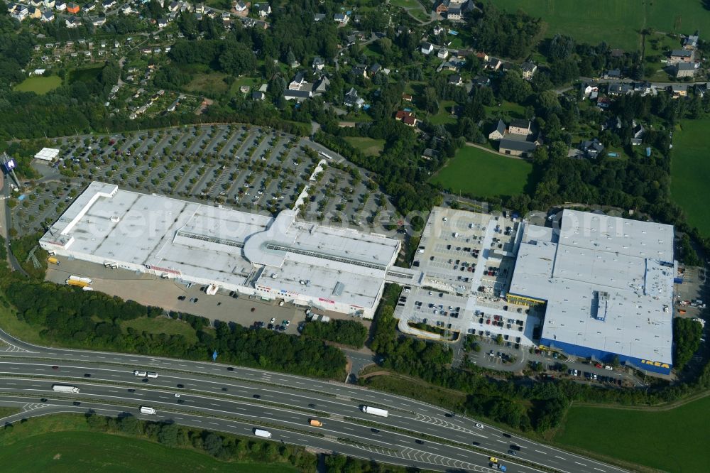 Chemnitz from above - Building of the store - furniture market IKEA Einrichtungshaus im Neefepark in Chemnitz in the state Saxony