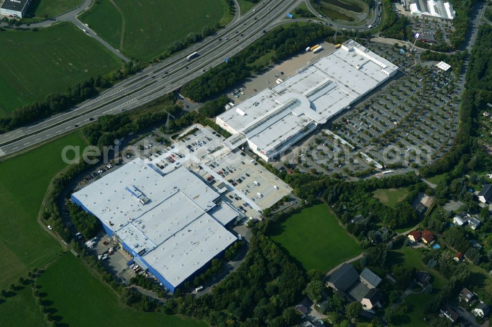 Chemnitz from above - Building of the store - furniture market IKEA Einrichtungshaus im Neefepark in Chemnitz in the state Saxony