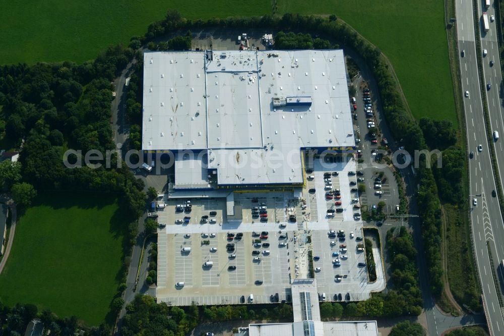 Chemnitz from the bird's eye view: Building of the store - furniture market IKEA Einrichtungshaus im Neefepark in Chemnitz in the state Saxony