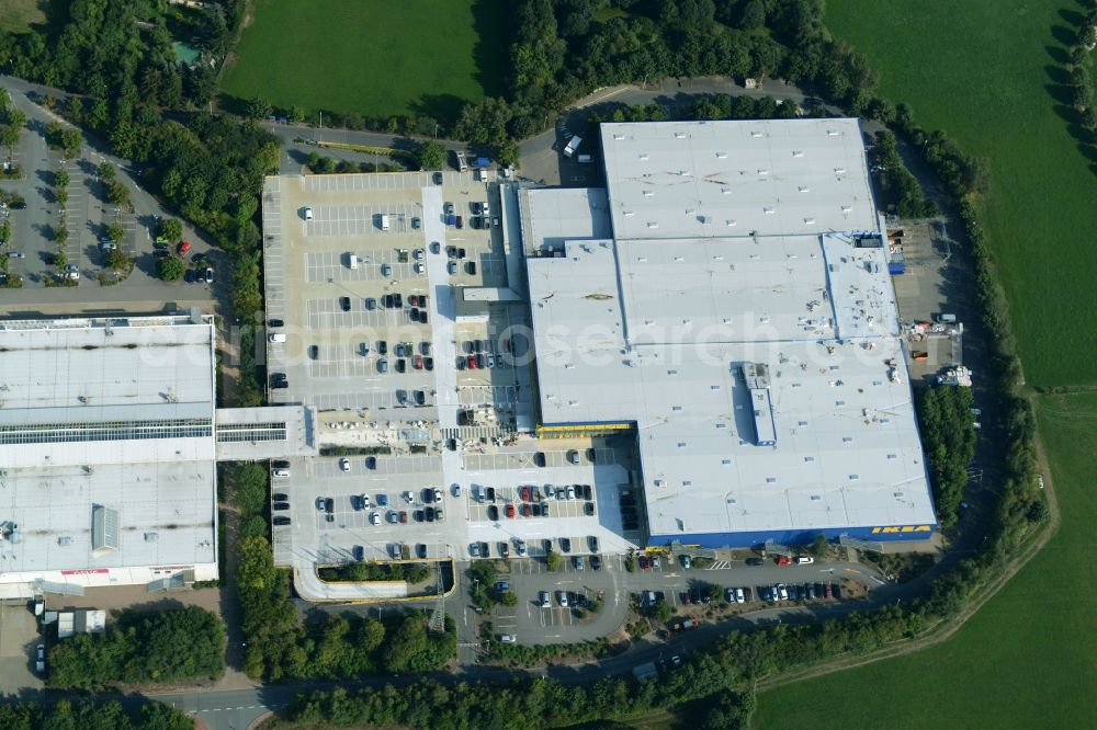 Aerial image Chemnitz - Building of the store - furniture market IKEA Einrichtungshaus im Neefepark in Chemnitz in the state Saxony