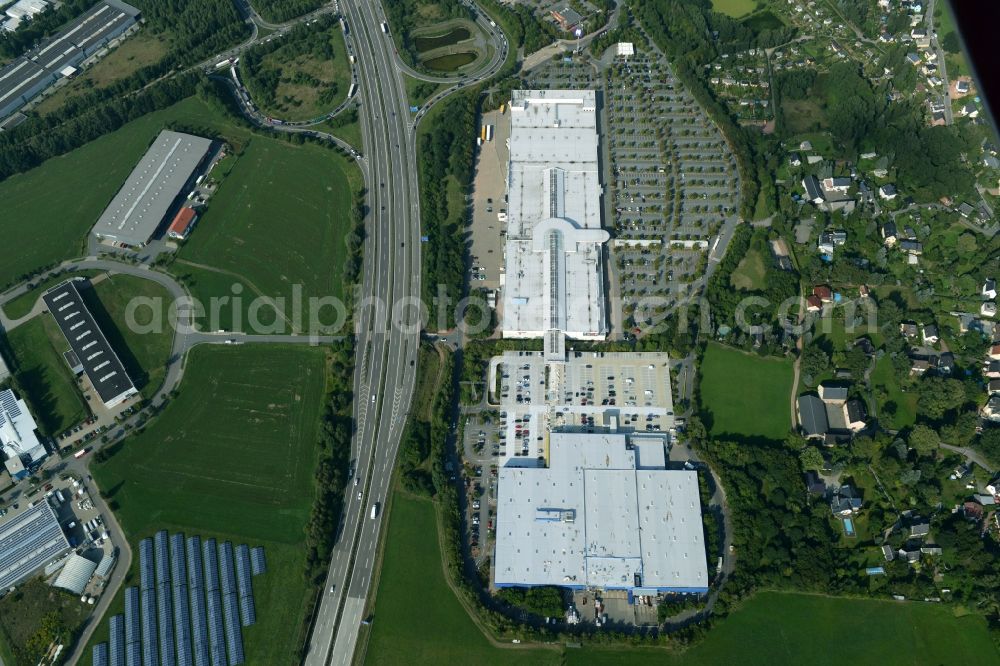 Chemnitz from above - Building of the store - furniture market IKEA Einrichtungshaus im Neefepark in Chemnitz in the state Saxony