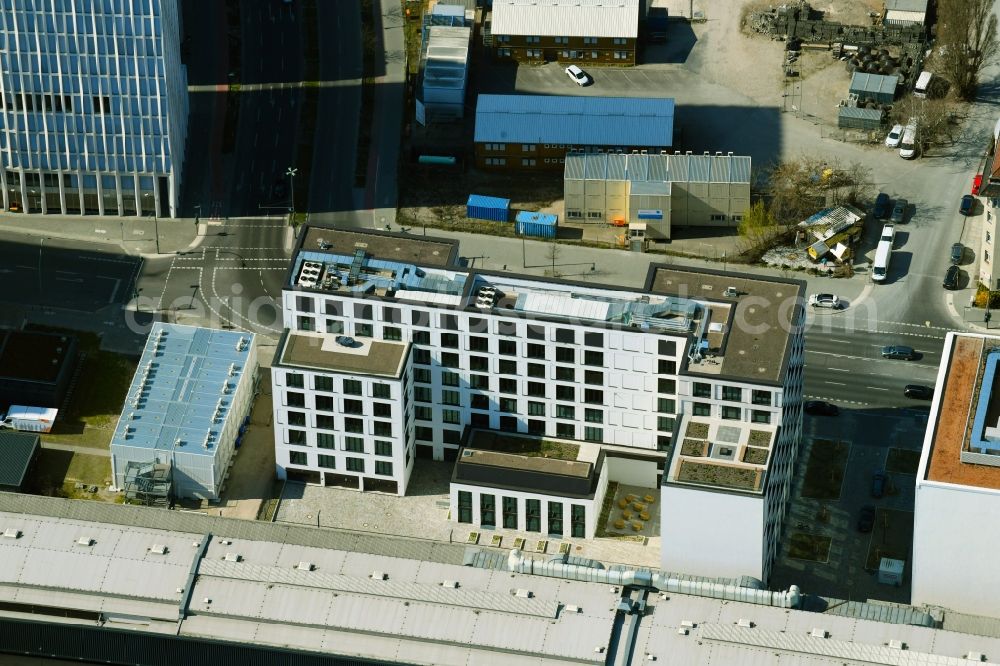 Berlin from the bird's eye view: Building of a multi-family residential building as a part of the Europacity on Heidestrasse in the district Mitte in Berlin, Germany