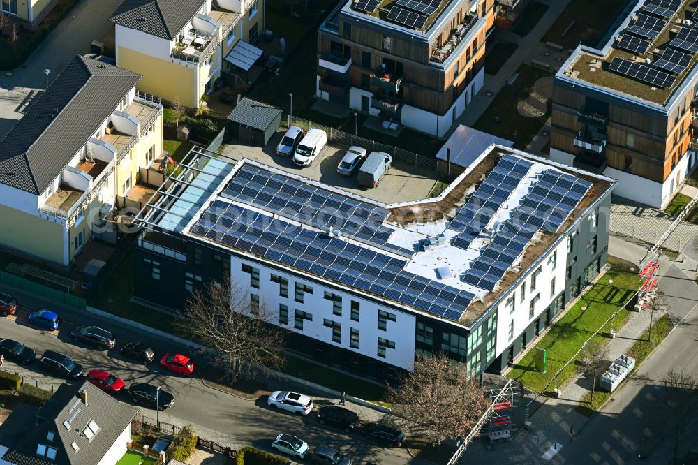 Berlin from above - Building of a multi-family residential building Arendsweg corner Schleizer Strasse in the district Hohenschoenhausen in Berlin, Germany