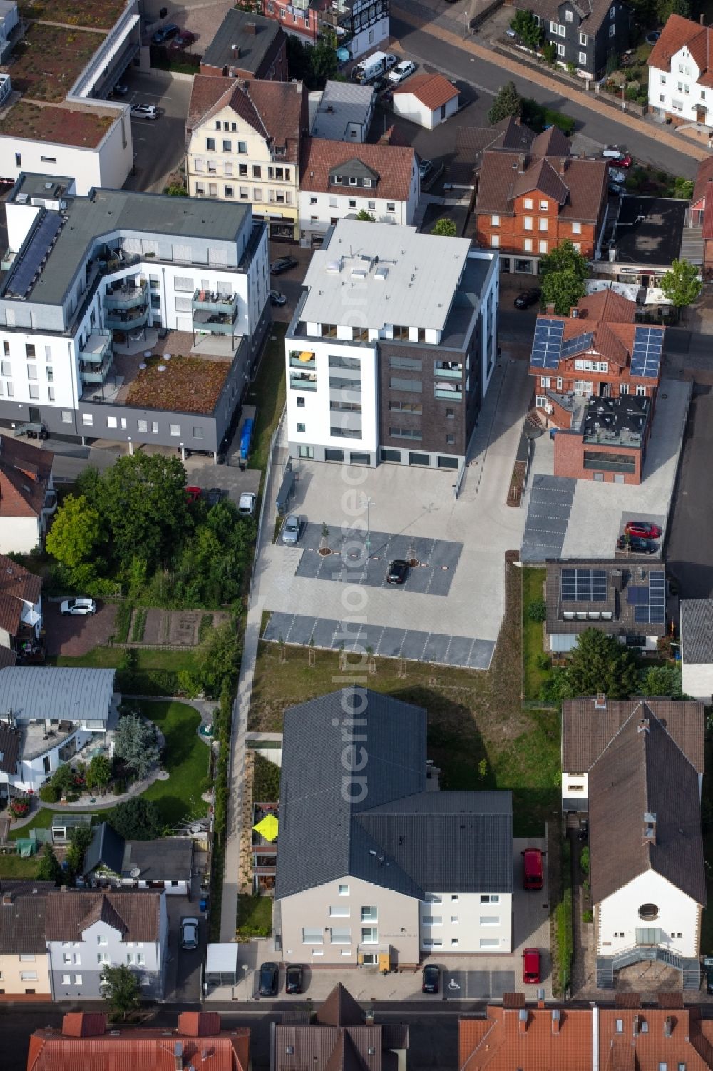 Aerial photograph Bebra - Building of a multi-family residential building on Nuernberger Strasse in Bebra in the state Hesse, Germany