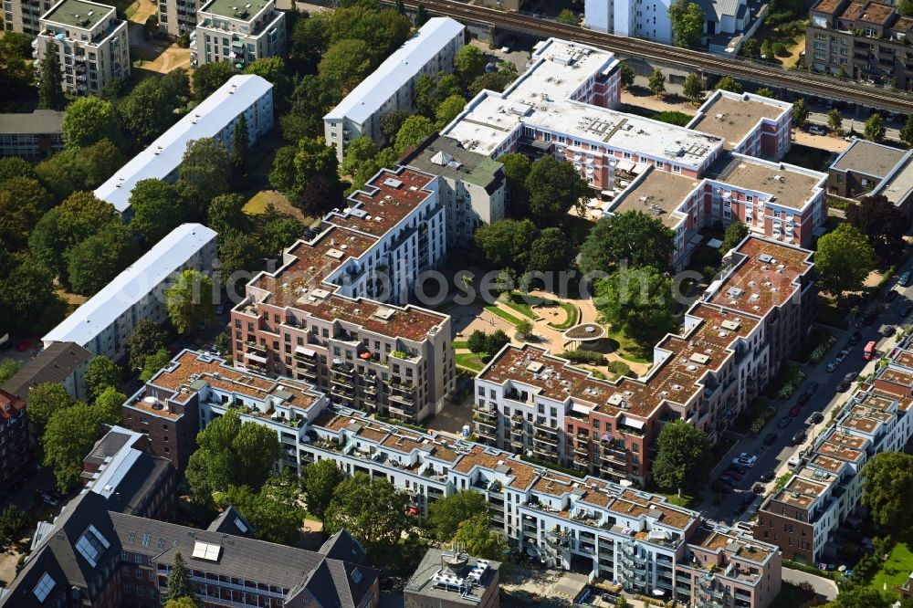 Hamburg from the bird's eye view: Building of a multi-family residential building on dem Dorothea-Bernstein-Weg - Finkenau in the district Uhlenhorst in Hamburg, Germany