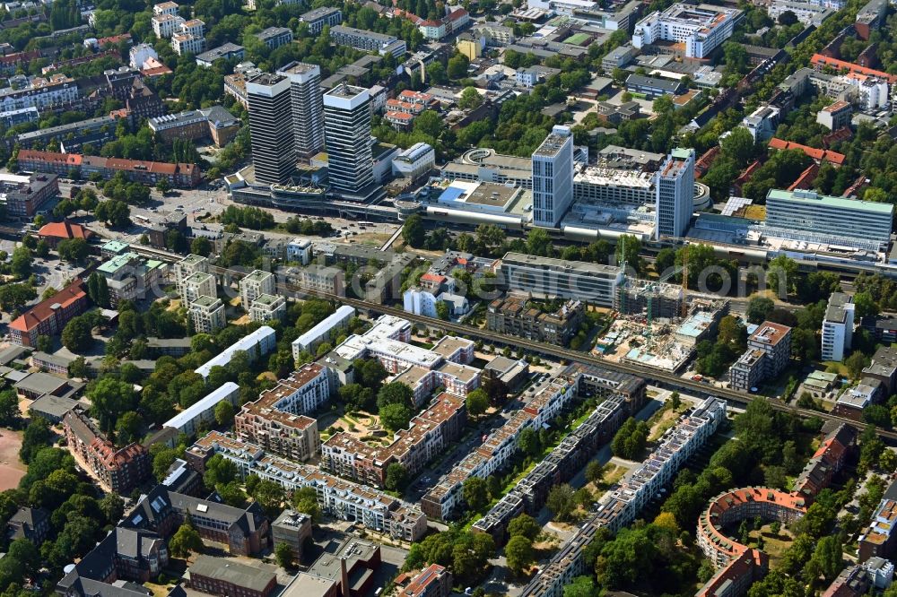 Aerial image Hamburg - Building of a multi-family residential building on dem Dorothea-Bernstein-Weg - Finkenau in the district Uhlenhorst in Hamburg, Germany