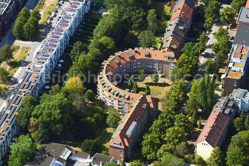 Aerial photograph Hamburg - Building of a multi-family residential building on Richardstrasse in the district Uhlenhorst in Hamburg, Germany