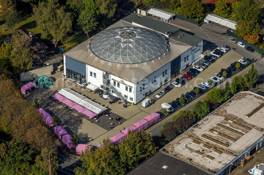 Aerial image Essen - Building of the mosque Merkez- Moschee In of Hagenbeck in Essen in the state North Rhine-Westphalia, Germany